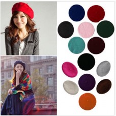 Mujer Sweet Warmer Winter Beret French Artist Beanie Hat Ski Solid Color Caps  eb-92424839